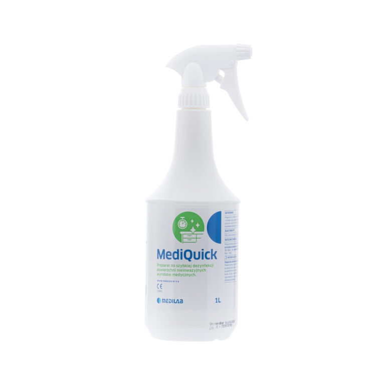 MediQuick 1L Preparat do szybkiej dezynfekcji powierzchni nieinwazyjnych wyrobów medycznych ze spryskiwaczem