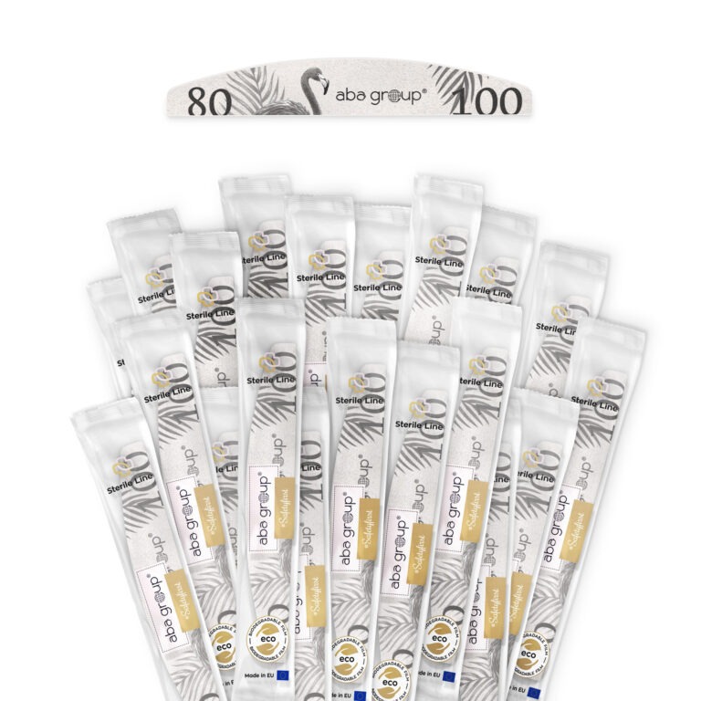 STERILE LINE 25 sztuk Pilników do paznokci FLAMING Aba Group PÓŁKSIĘŻYC 80/100 STANDARD