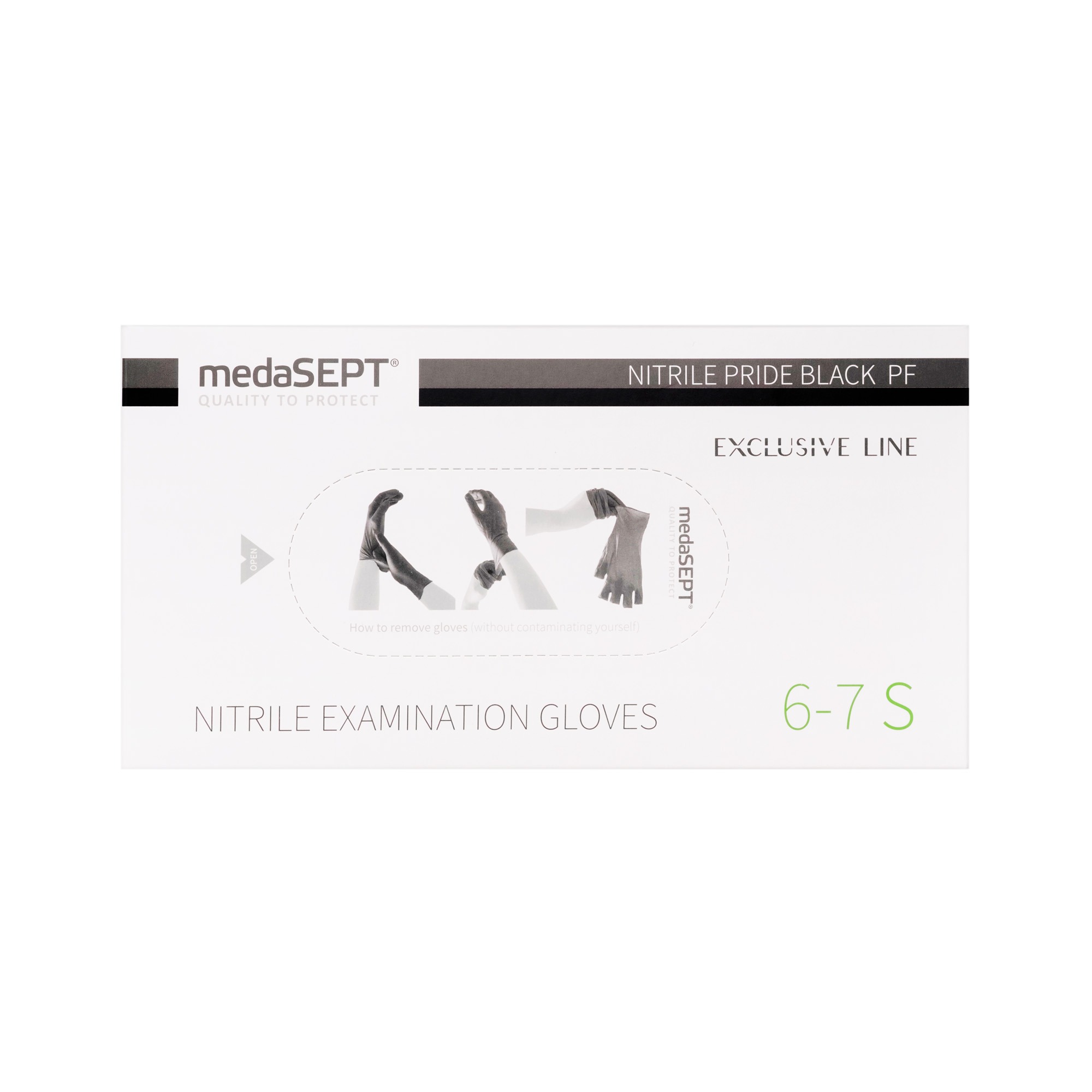medaSEPT NITRILE PRIDE BLACKPF Rękawice diagnostyczne, nitrylowe bezpudrowe Kat. III rozmiar S 100szt