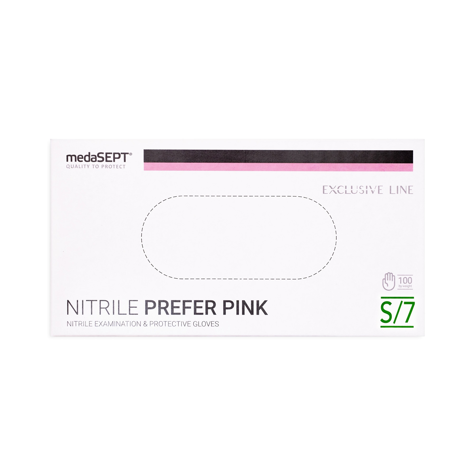 medaSEPT NITRILE PREFER PINK Rękawiczki diagnostyczne, nitrylowe bezpudrowe różowe Kat. III rozmiar S 100szt