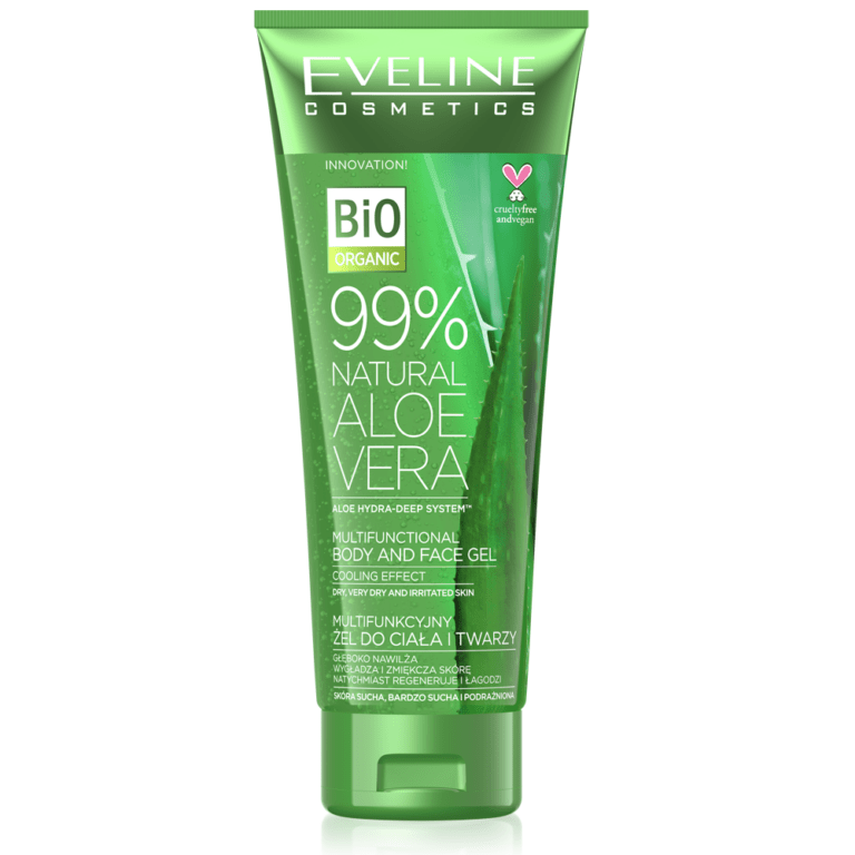 Eveline Cosmetics – NATURAL ALOE VERA – Multifunkcyjny żel do ciała i twarzy aloes 99%, 250 ml