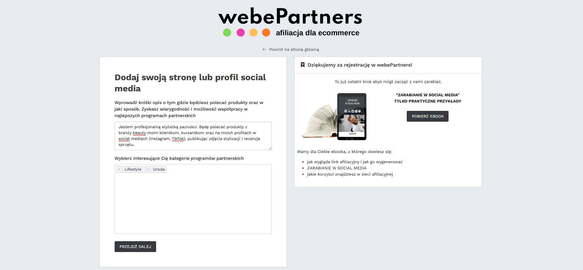 Opis działalności afiliacyjnej